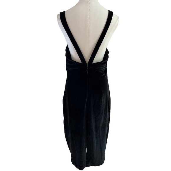 Y2K Express Velvet Midi Slip Dress Size 10 Black Babydoll Stretch Whimsigoth - Picture 4 of 11